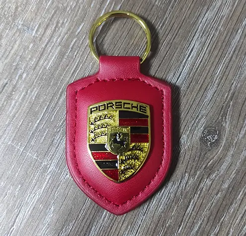 Porsche Deri Anahtarlık Kırmızı